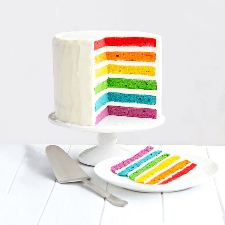 Rainbow Cake on table
