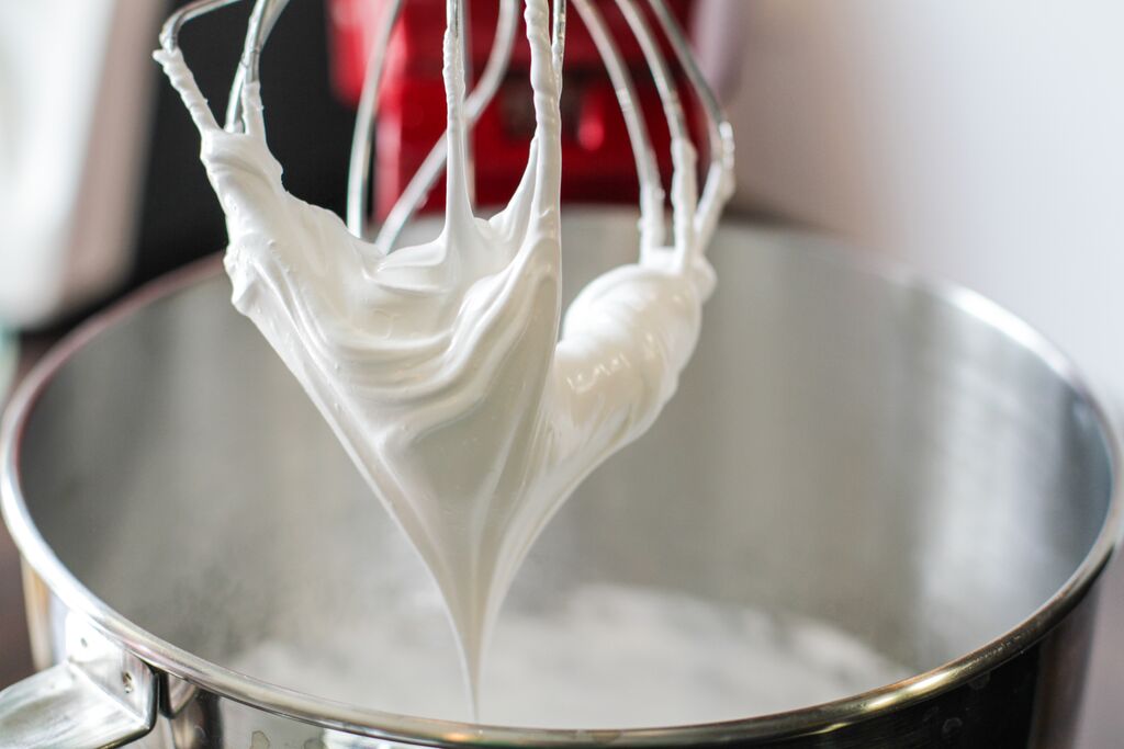 whipping cream on a stand mixer