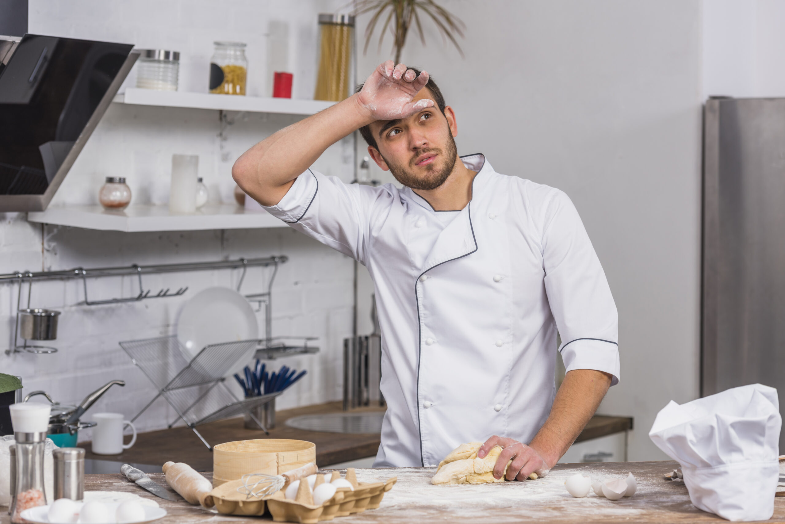 person baking cake